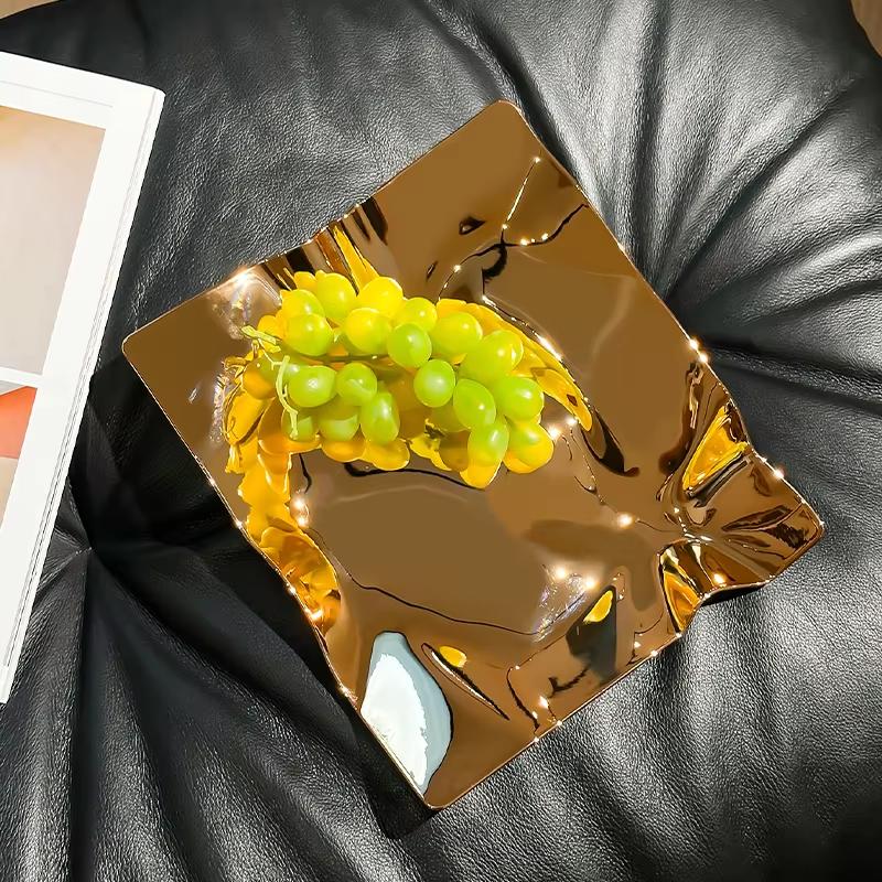Einfache Welle Gemustertes Obstaufbewahrungstablett Modisches Heim Esstisch Aufbewahrungstablett Wohnzimmer Exquisites Dekotablett Geschenk