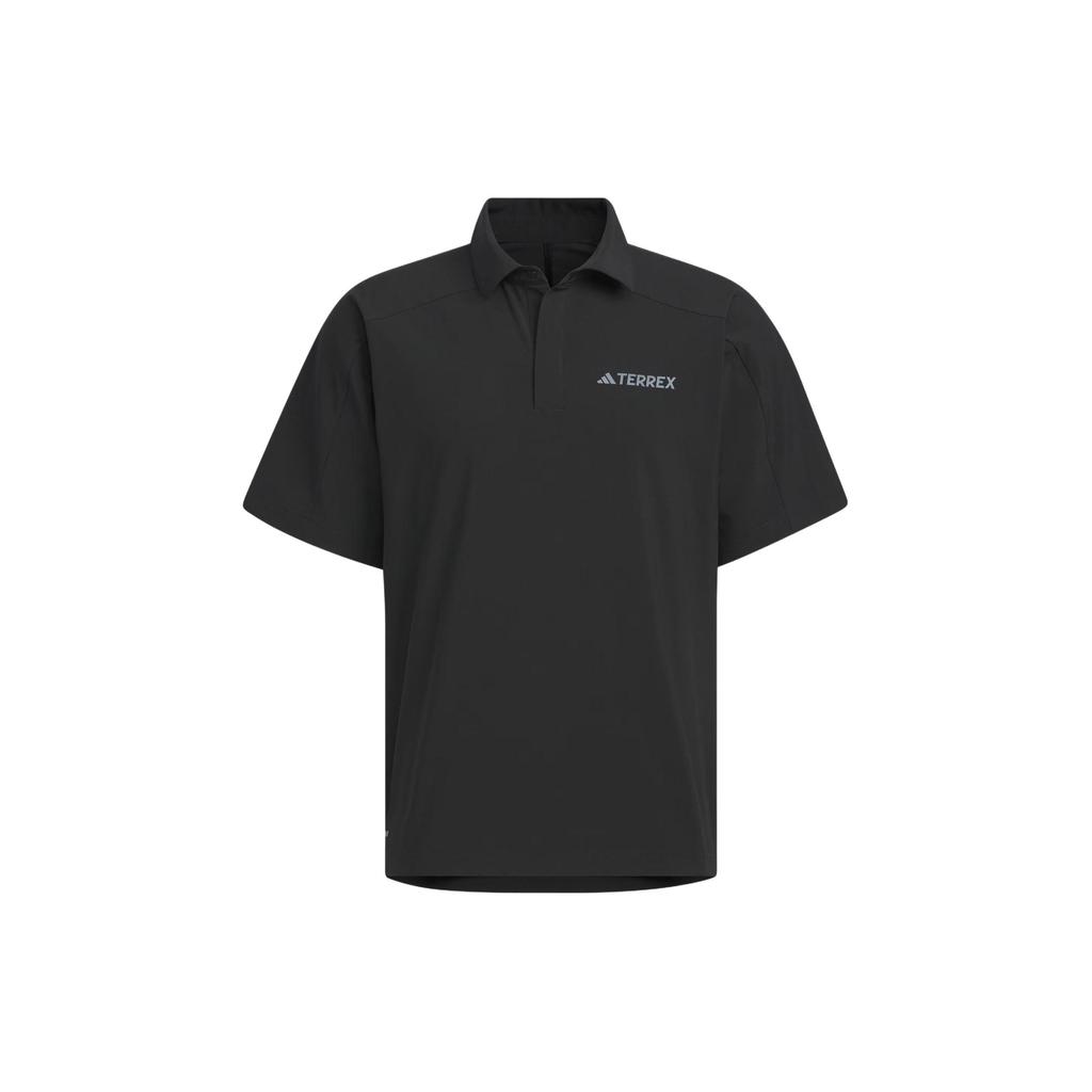 Adidas Woven Aeroready Polo Shirt Solid Color Logo Outdoor Quick-Dry Short Sleeve Polo Men Tops Black IX0112