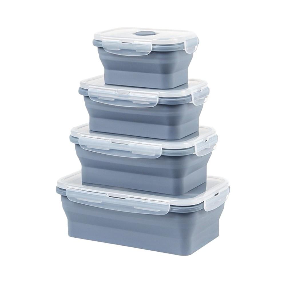 4pcs Large Capacity Foldable Lunch Box Rectangular Fresh Keeping Box Food Storage Container  Adult