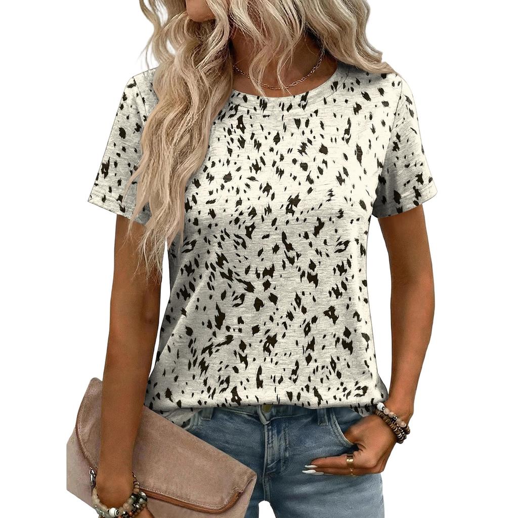 Damen Mode Lässiges Bedrucktes T-Shirt mit Lockerer Passform