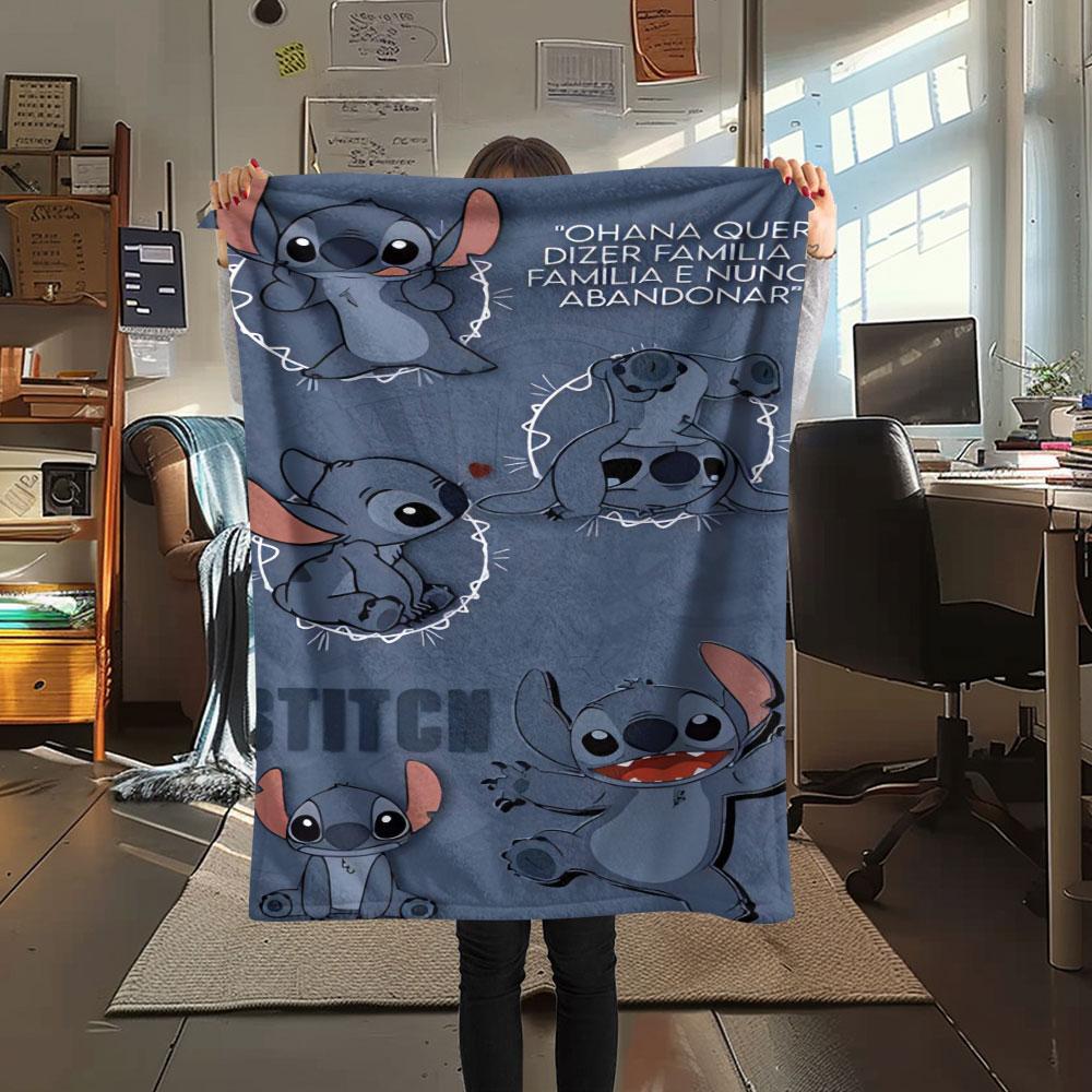 Stitch Cartoon printing Flannel Blanket Bedroom Sofa Camping Warm blanket Gifts for family and friends-MJ003