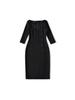 Women's Gray Seven-Sleeve Waist-Cinched Elegant Square Neck Slim Fit Retro Dress for Spring/Summer