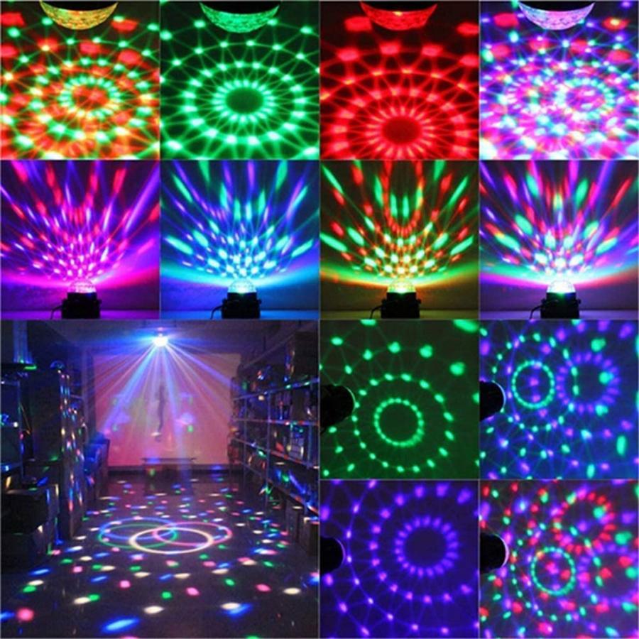 RGB Flashing Disco Ball Party Lights, LED Stage Spotlight w/Rotating Effects,Christmas Halloween Karaoke Wedding Birthday Decor