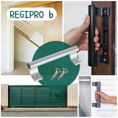 RegiPro b Aluminum Sliding Door Handles, Set of 2, for Toilets and Cabinets, Retrofit Replacement, Easy Installation, Includes Screws, Silver
