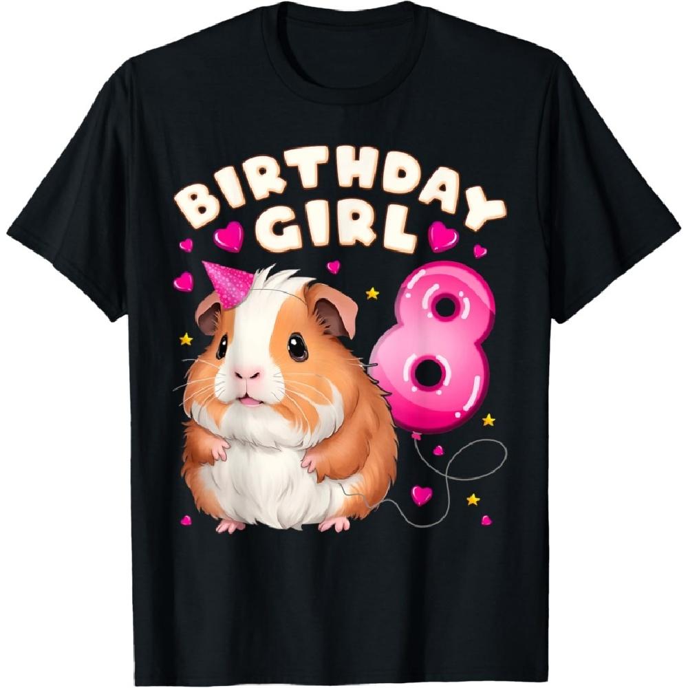 

8th Birthday Girl 8 Years, Guinea Pig and Big Number 8 T-Shirt XXXXXL