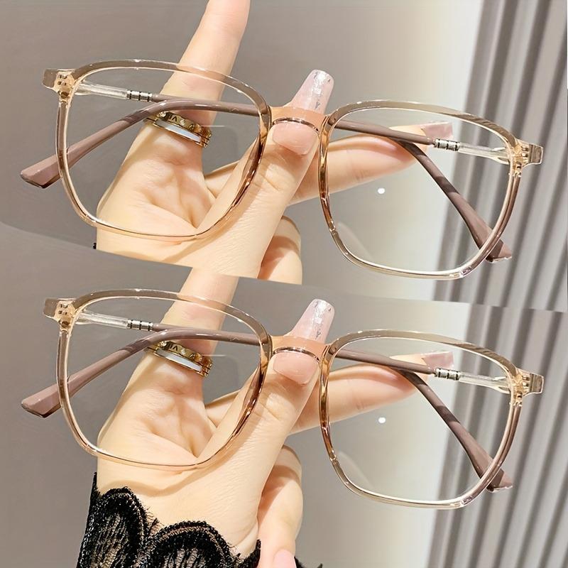 

2 Pairs of Square Frame Non-Prescription Glasses Ultra-Light Full Frame PC Frames PC Non-Diopter Lenses Ideal Gift for Friend