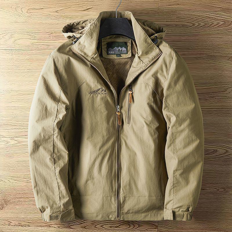 Men's High-Density Windproof Waterproof Winter Fleece-Lined Thickened Outdoor Jacket