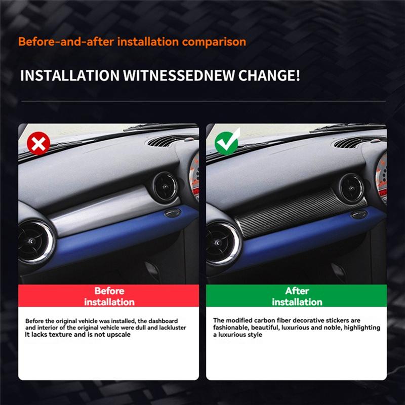 Car Central Control trument Panel Decorative Trim Cover Sticker In Real Carbon Fiber For MINI R55 R56 2007-2013 LHD