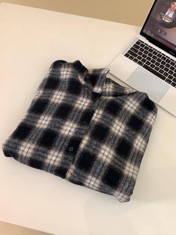 Trendy Loose Plaid Hooded Shirt Jacket for Women – Plus Size Long Sleeve Outerwear for Spring/Autumn