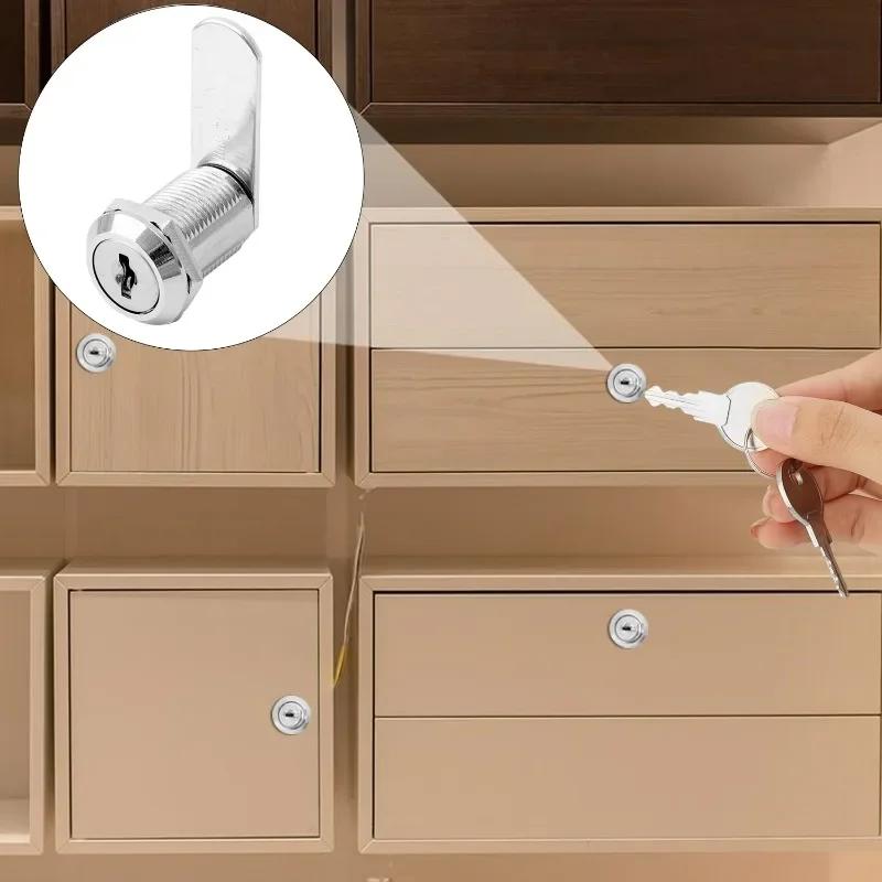 Zinc Alloy Cam Lock Set Door Cabinet Mailbox Drawer Cupboard Locker Security Locks with 2 Keys Furniture Hardware Accessories