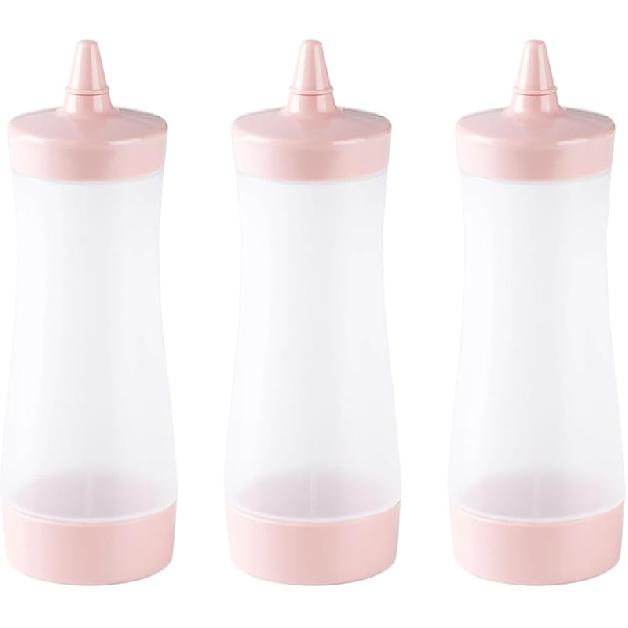 DOITOOL Condiment Squeeze Bottle, 3PCS Ketchup Squeeze Bottle,Plastic Squeeze Bottle