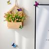 Wood Wall Planter with Artificial Plants, LED Lighted Rustic Farmhouse Wall Decor, Hanging Fake Plants Flowers Holder Vase for Bedroom Living Room