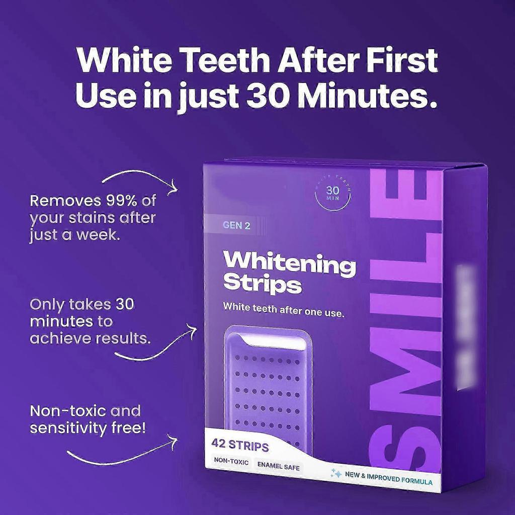 Purple Teeth Whitening Strips Gentle Formula For Daily Use Enamel Safe Instant Brightening Effect For Sensitive Teeth less