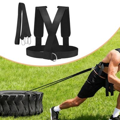 Adjustable Pull Strap for Sled Harness, Resistance Training, Weightlifting Belt with Shoulder Straps