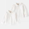 Kids Long Sleeve Polo Shirt White School Uniform Collared T Shirt Classic Cotton Top for Boys and Girls Toddler and Children