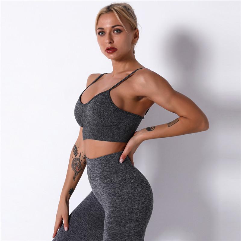 Nessaj Women Quick Dry Push Up Yoga Bra High Impact Fitness Tank Top Elasticity Padded Gym Sport Crop Bra Tops Sportswear