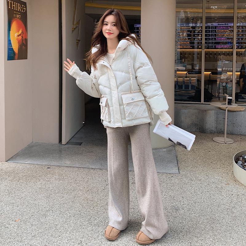 Large Size Women's Clothing Autumn and Winter Loose Casual Hooded Tooling Jacket Short Down Cotton Jacket