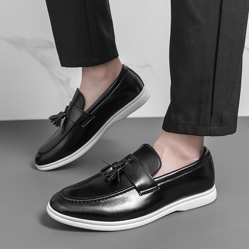 Witte Leren Schoenen Voor Mannen Klassieke Slip-On Leren Loafers Mannen Comfortabele Casual Zakelijke Schoenen Heren Formele Schoenen