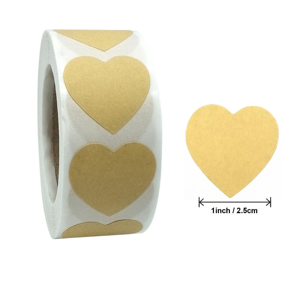 

500 Pcs Kraft Heart Round Self Adhesive Labels Personalized DO-IT-YOURSELF Stickers Baking Item Classification Present Tagging