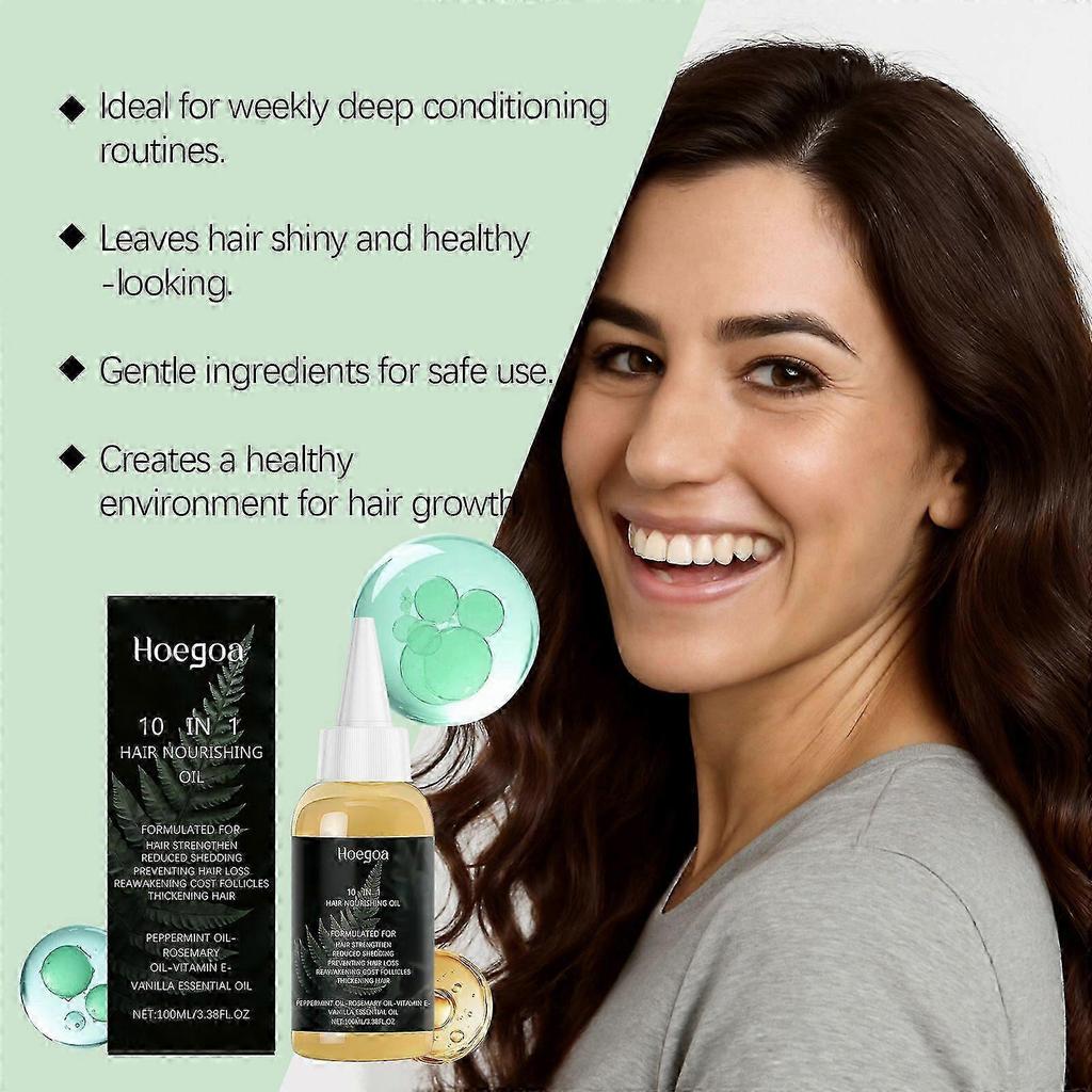 10 in 1 Hair Nourishing Oil, Natural Hair Oil, Rosemary Hair Oil Organic Prevents Dry Hair & Hair Loss for All Hair Types Men and Women