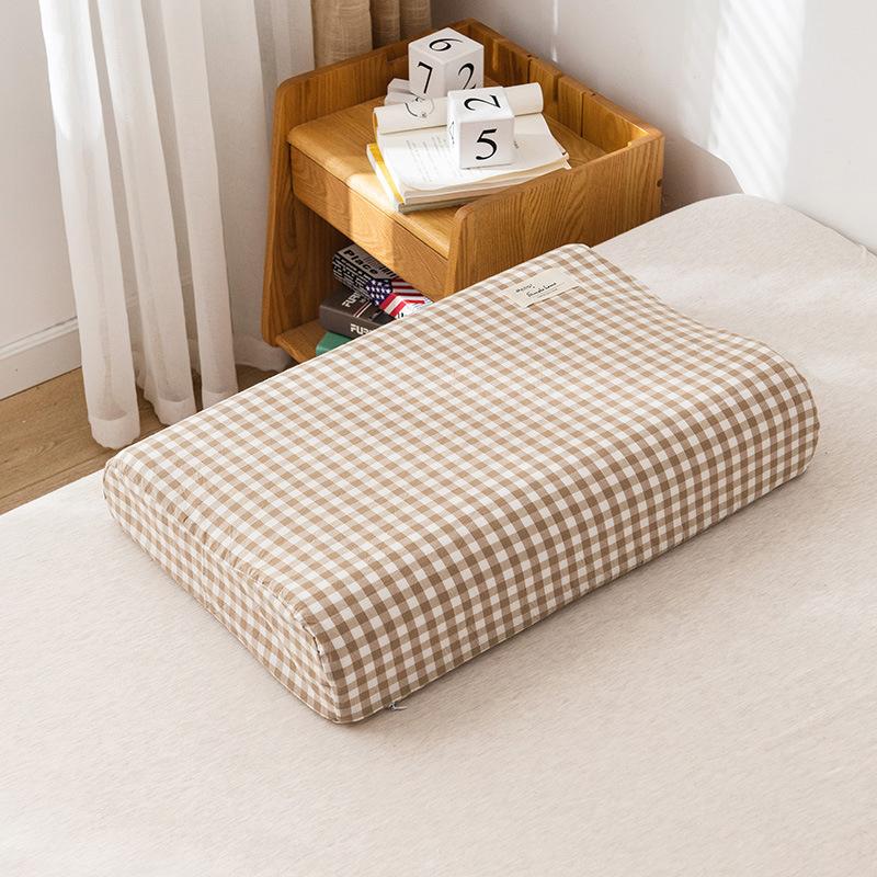 Latex Pillow Soft Cotton Latex Pillow Case Cover Solid Color Plaid Sleeping Pillowcase for Memory Foam Pillow 30x50CM