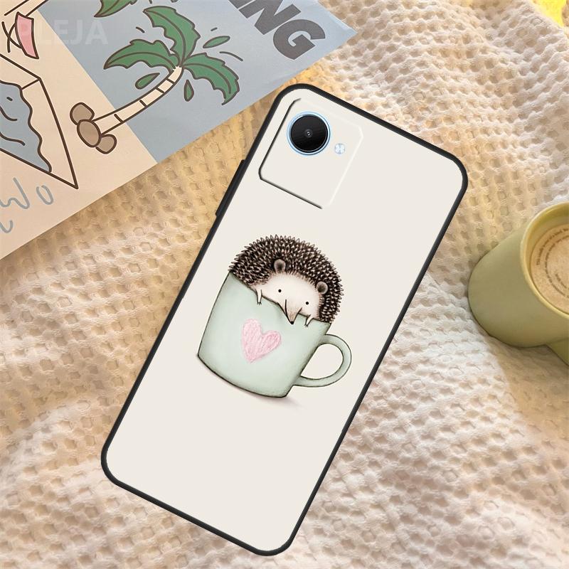 Kawaii Hedgehog Case For Realme C55 C71 C67 C51 C75 C63 C61 C65 C53 C35 11 12 13 14 Pro Plus GT6 GT7 15 Pro
