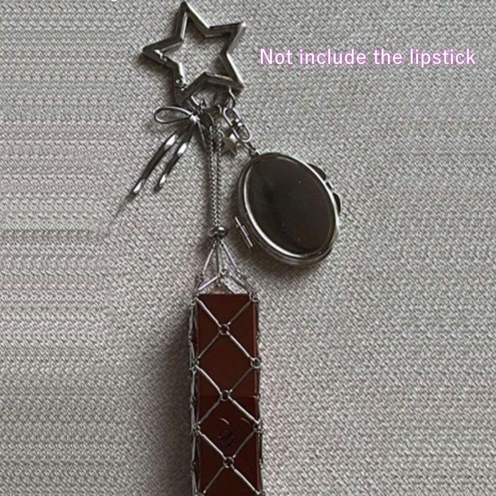 Stainless Steel Metal Net Pocket Lipstick Bag Keychain Interchangeable Lip Balm Keychain Star