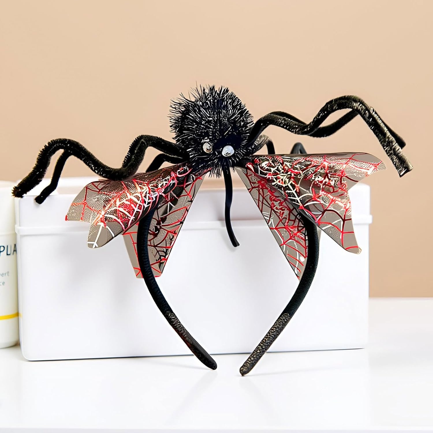 Halloween Spider Headband Black Stretchy Spider Web Hairband with Long Legs & Mesh Design Playful Gothic Hair Accessories for Women| Halloween Party,