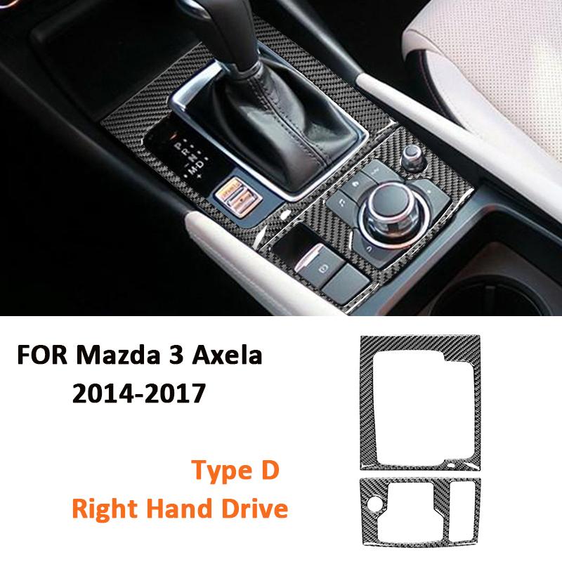 

Carbon Fiber Car Gear Shifter Knob Multimedia Panel Trim Frame Decoration Sticker For Mazda 3 Axela 2014-2017 Interior Parts D Right Hand Drive