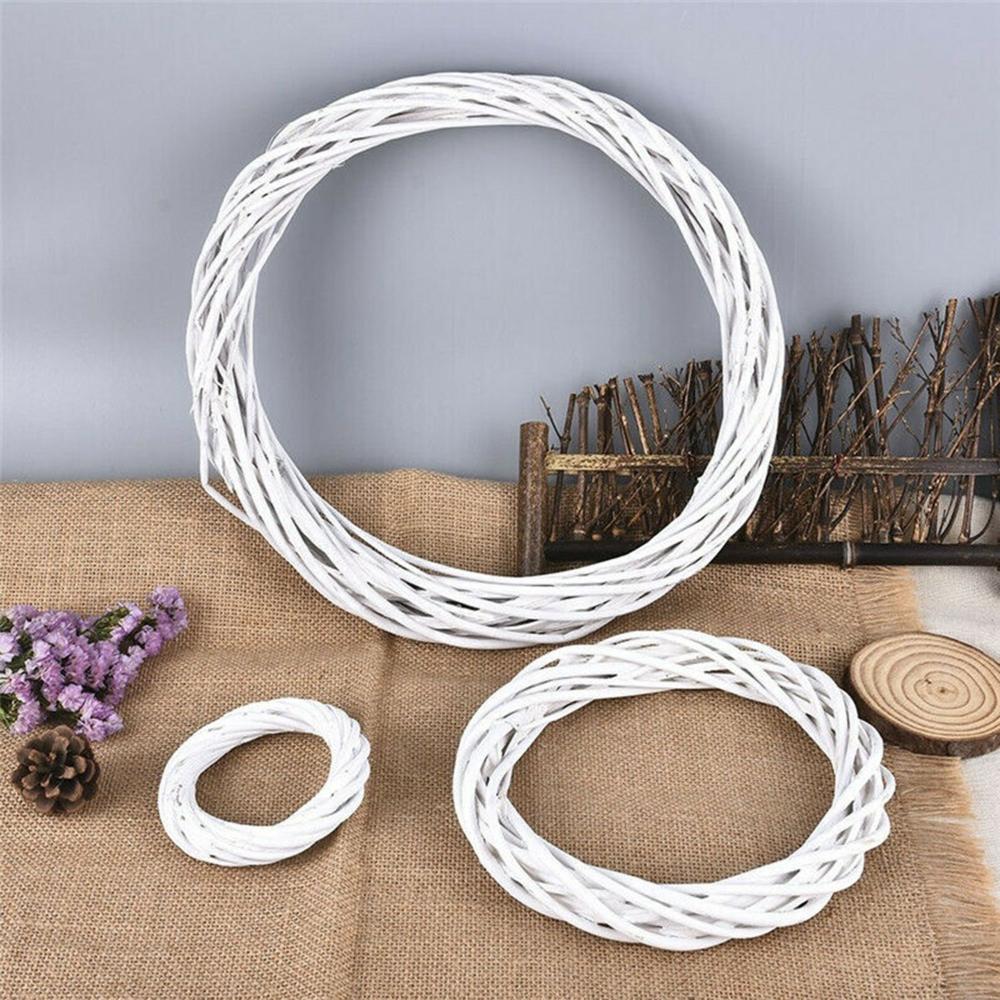 10-30CM Home Window Door Xmas Party Decorations Vine Ring White Wreath Christmas Rattan Ring Wreath Wicker Garland Hanging