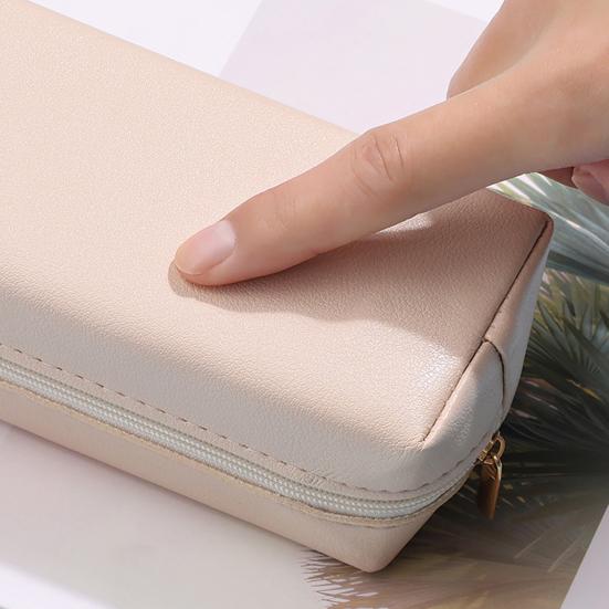 Penneetui Faux Skinn Blyantveske Organizer Liten Glidelås Pennepose Multifunksjonell Kosmetikkveske for Arbeid Reise