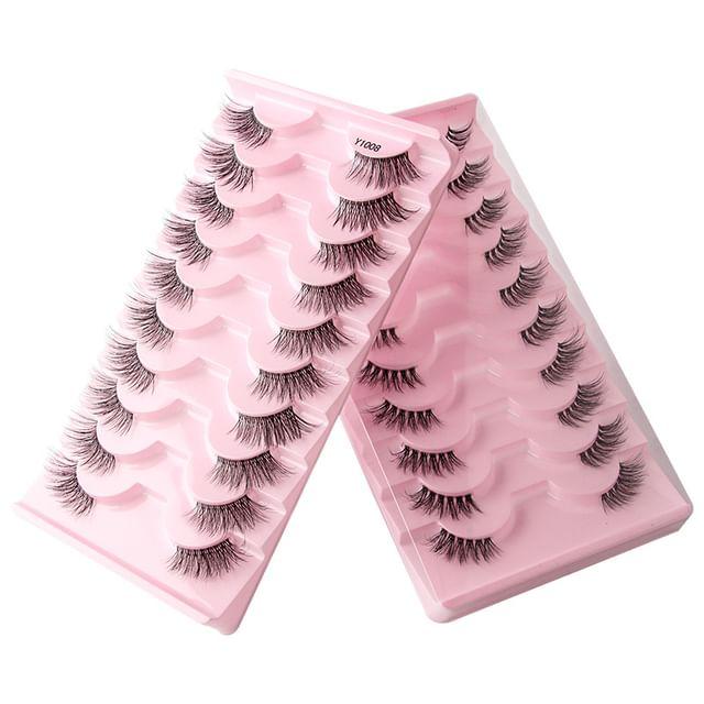 Lashie - Set of 10 Pairs: Volume Criscross Half False Eyelashes