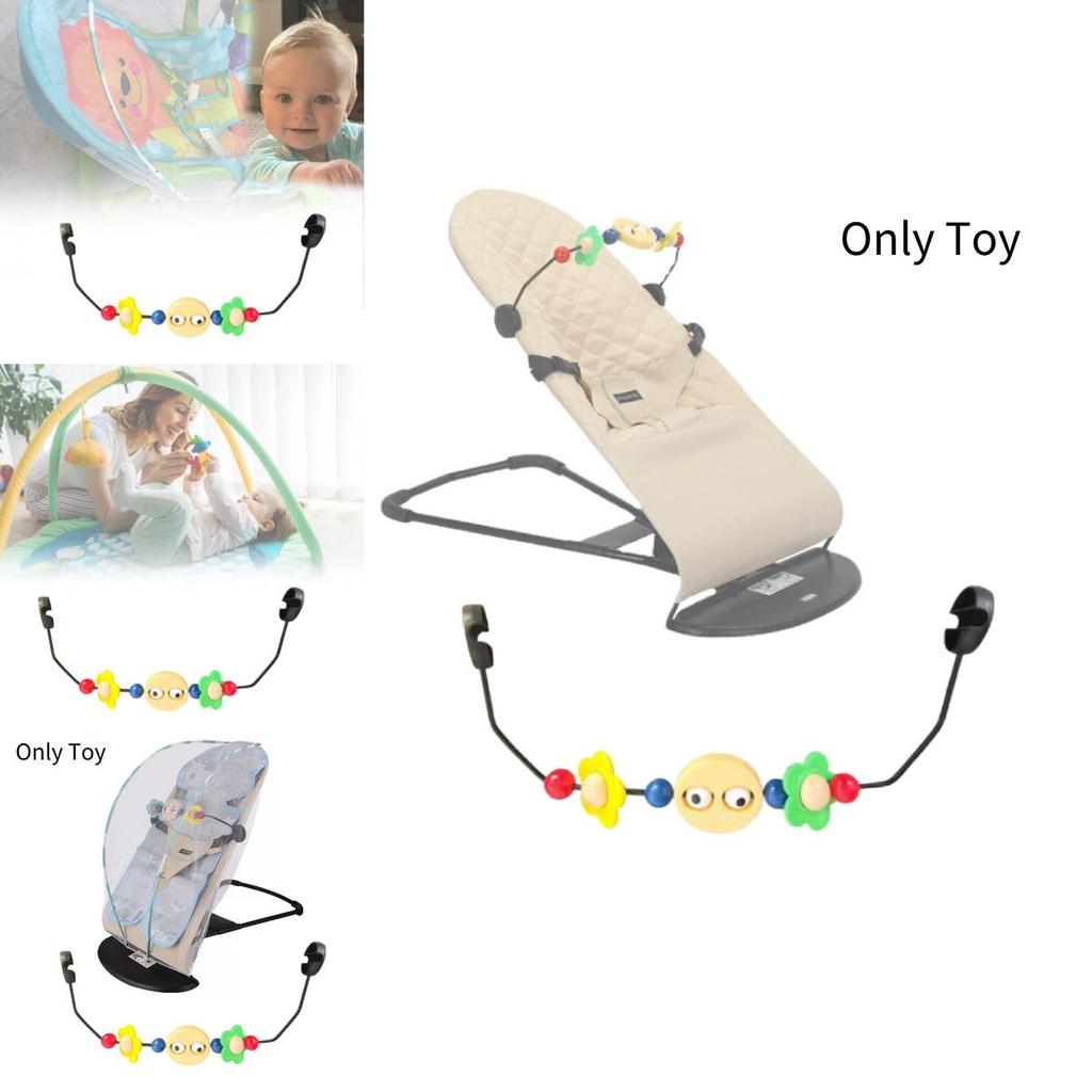 Cozy Wooden Baby Rocking Chair Toy Stand With Colorful Plush Toys For Infant Enjoyment