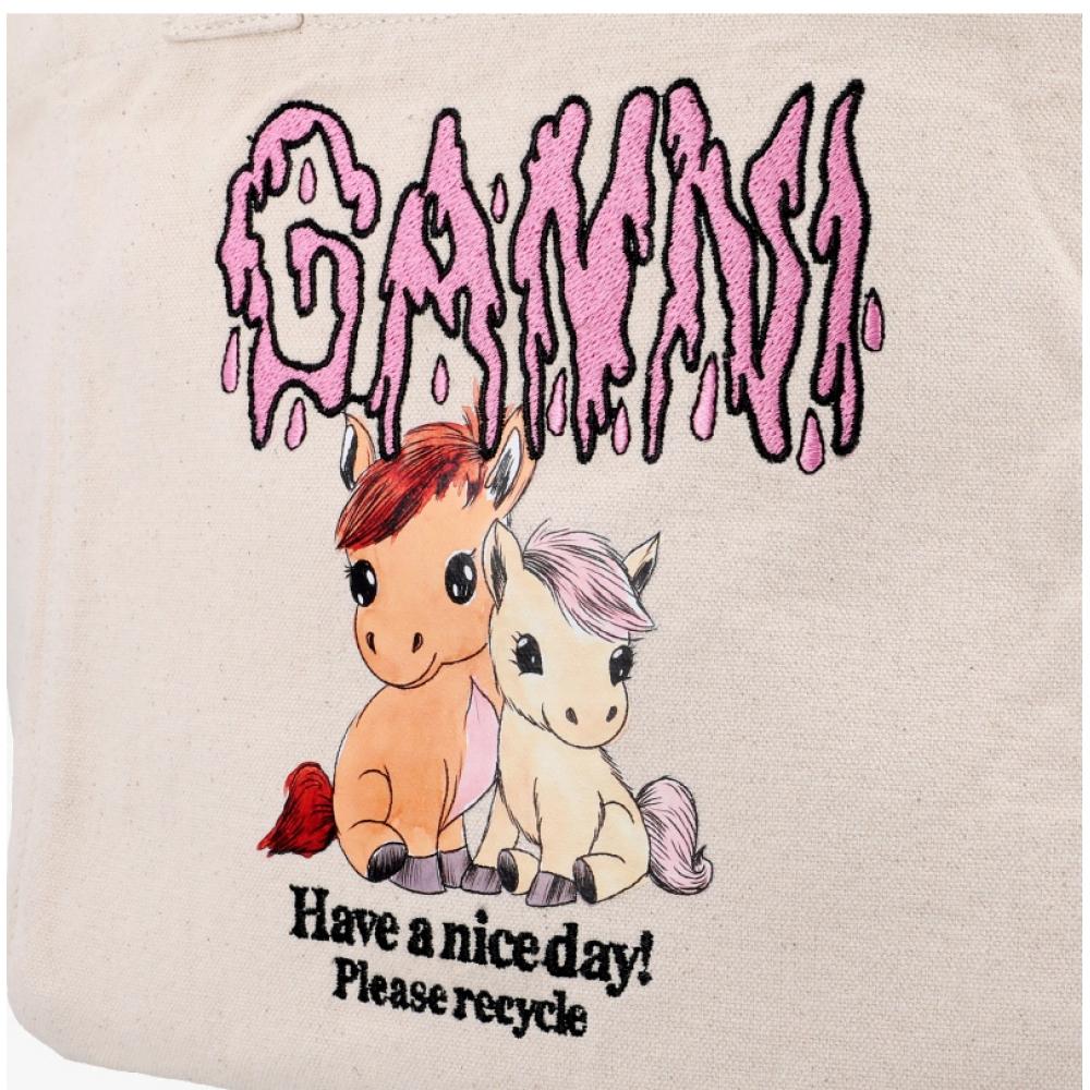 Ganni Small Easy Shopper Tote Bag Pony Print B2110039