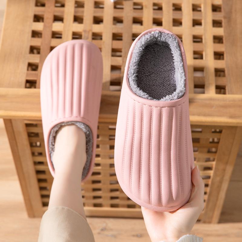 Waterproof Non-Slip Cotton Slippers for Outdoor & Indoor Use, Unisex, Warm for Autumn & Winter.