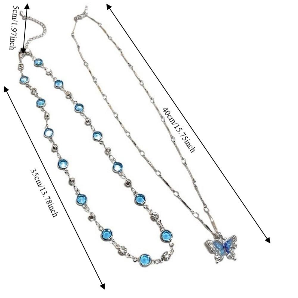 Crystal Double-layer Necklaces Sweet Clavicle Chain New Butterfly Zircon Necklace Women Jewelry