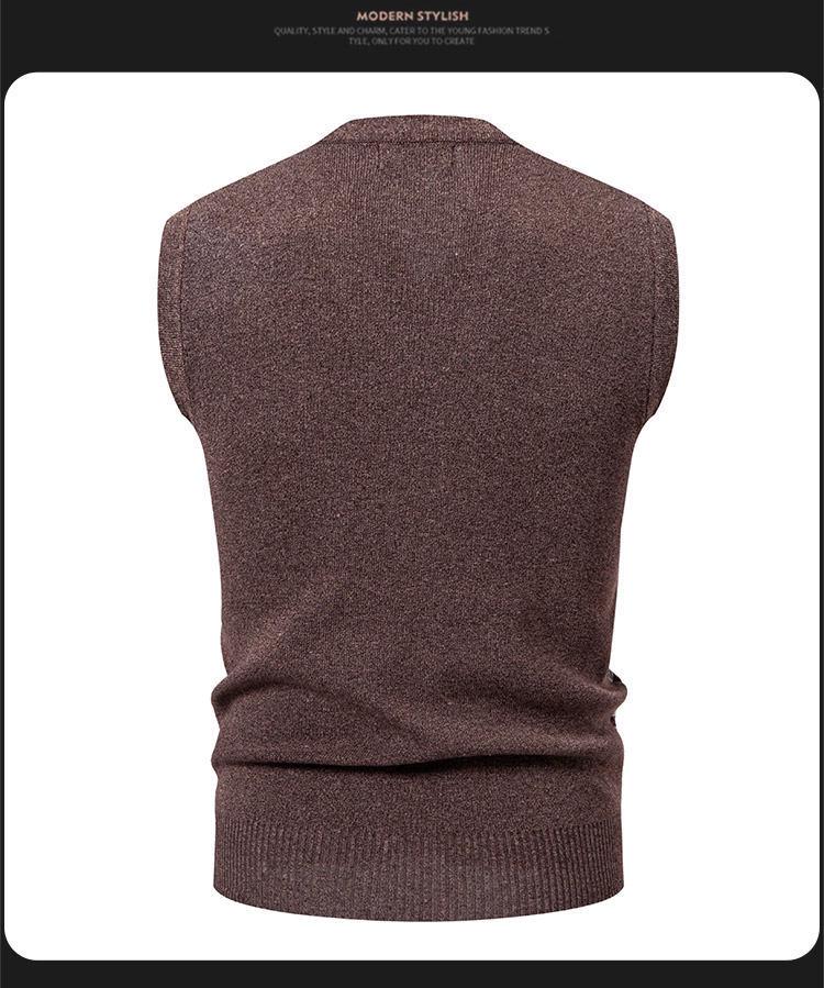 Men's V-Neck Trendy Knit Sweater Vest - Autumn/Winter European & American Style Pullover