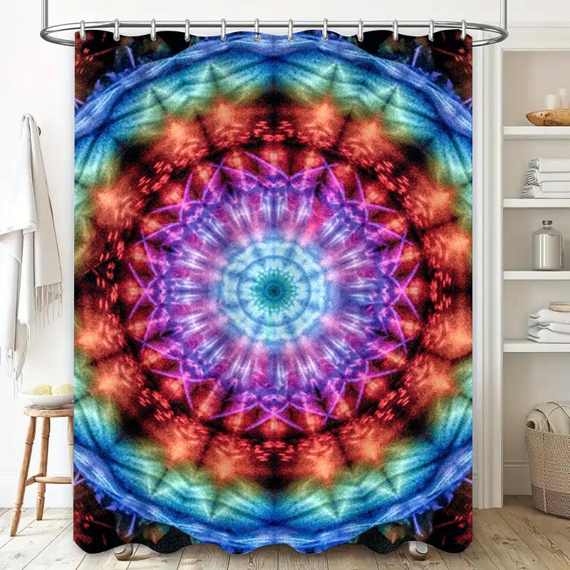 Mystic Mandala Shower Curtain Blue Purple Pink Green Red Bathroom Decor