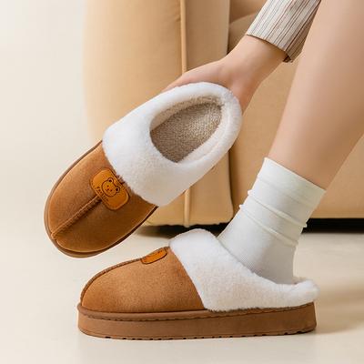 Fleece Thickened Cotton Slippers Non-slip Soft Bottom Home Warm Shoes Couple Winter Fluff Mop