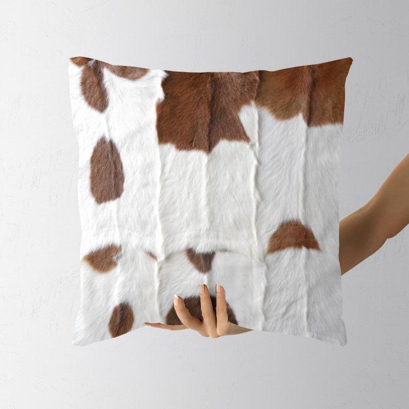Plush Cow Print Pillowcase 50x50cm Double-sided Cushion Cover Artistic Color-block Throw Pillow Cover Home Decor