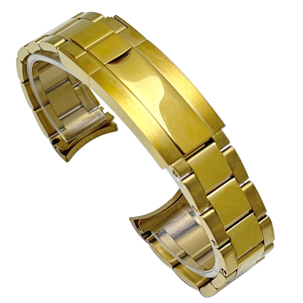 Roestvrij Staal Gebogen Eind Horlogeband, Past op Rolex Submariner Drie-Schakel Serie, 20mm, met Veiligheidssluiting.