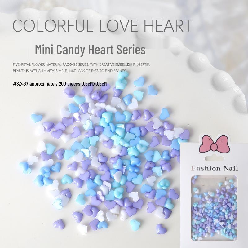 

3D Cartoon Macaron Candy Color Heart Nail Charms - 200 Pieces