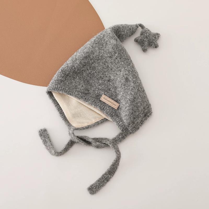 Windproof Soft Warm Hat Ear Protection With Star Warmer Beanie Cap Lace Up Design Outdoor Thick Ear Protection Bonnet Children