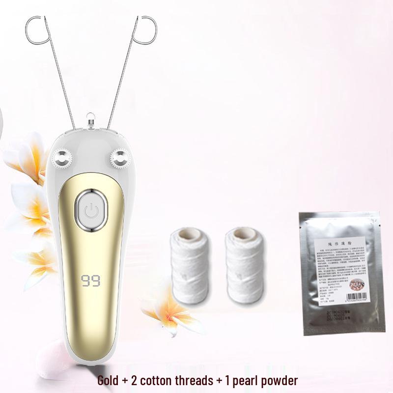 Rechargeable Facial Hair Removal Threading Device with Tweezers