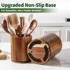 Wooden Utensil Holder 360 Rotating 7.3'' Large Kitchen Counter Utensil Organizer with Walnut Finish Farmhouse Style Countertop