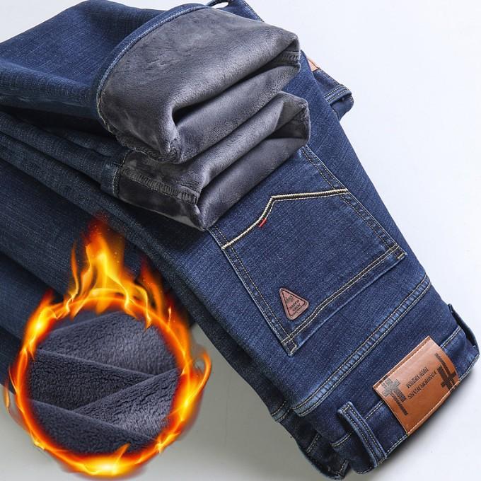 High-end Smoke Gray Jeans Straight Loose Spring and Autumn Thick Medium Diagonal Pocket Casual Pants Large Size Winter