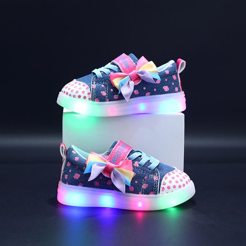

Spring/Autumn LED Light-Up Canvas Sneakers for Girls, Ages 1-6, Casual Sport Shoes 21-25 pack of 5 фіолетовий
