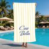 Striped "Ciao Bella" Print Beach Towel Italian Phrase Design Towel for Men and Women Ideal for Summer Beach Trips Activities