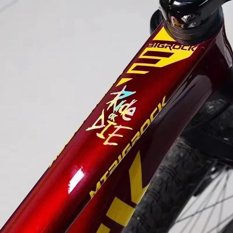 1 Stück Ride or Die Fahrradrahmenaufkleber Fahrrad Oberrohr Wasserdichte Vinyl-Aufkleber für MTB-Fahrrad Dekorative Motorradzubehörteile