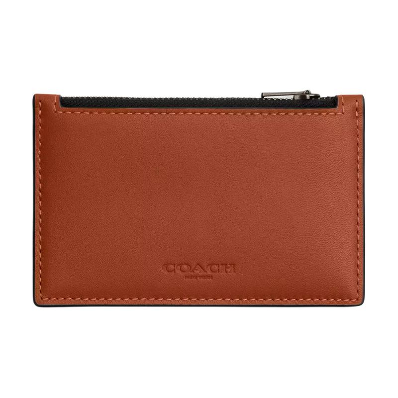 COACH Card Case ogo Classic Smooth Grained Leather Card Case Mini Men s Brown brown